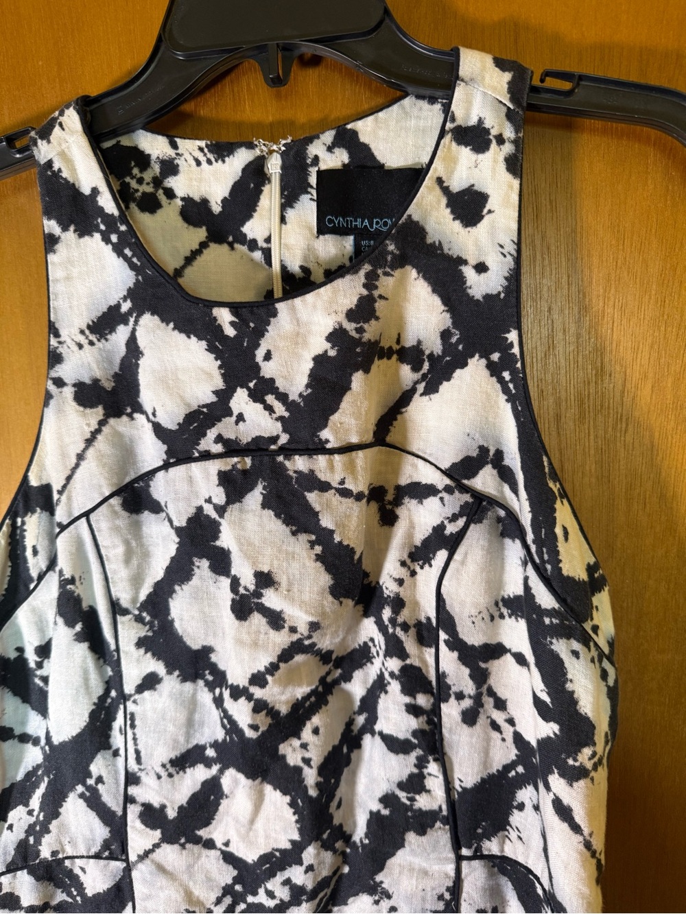 Cynthia Rowley Black & White Tie-Dye Shift Mini Dress - Picture 3 of 9